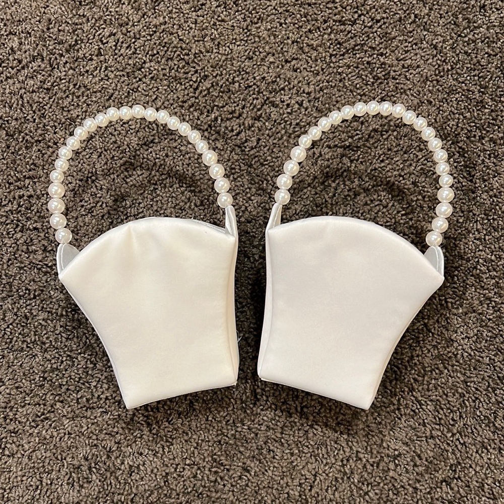 Ivory Satin Flower Girl Baskets